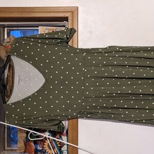 Torrid Green Dress Super Soft Polka Dots Pockets Size 0 (12)